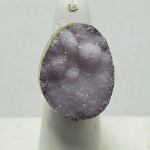 Soft Surrounding Amethyst natural druzy quartz ring